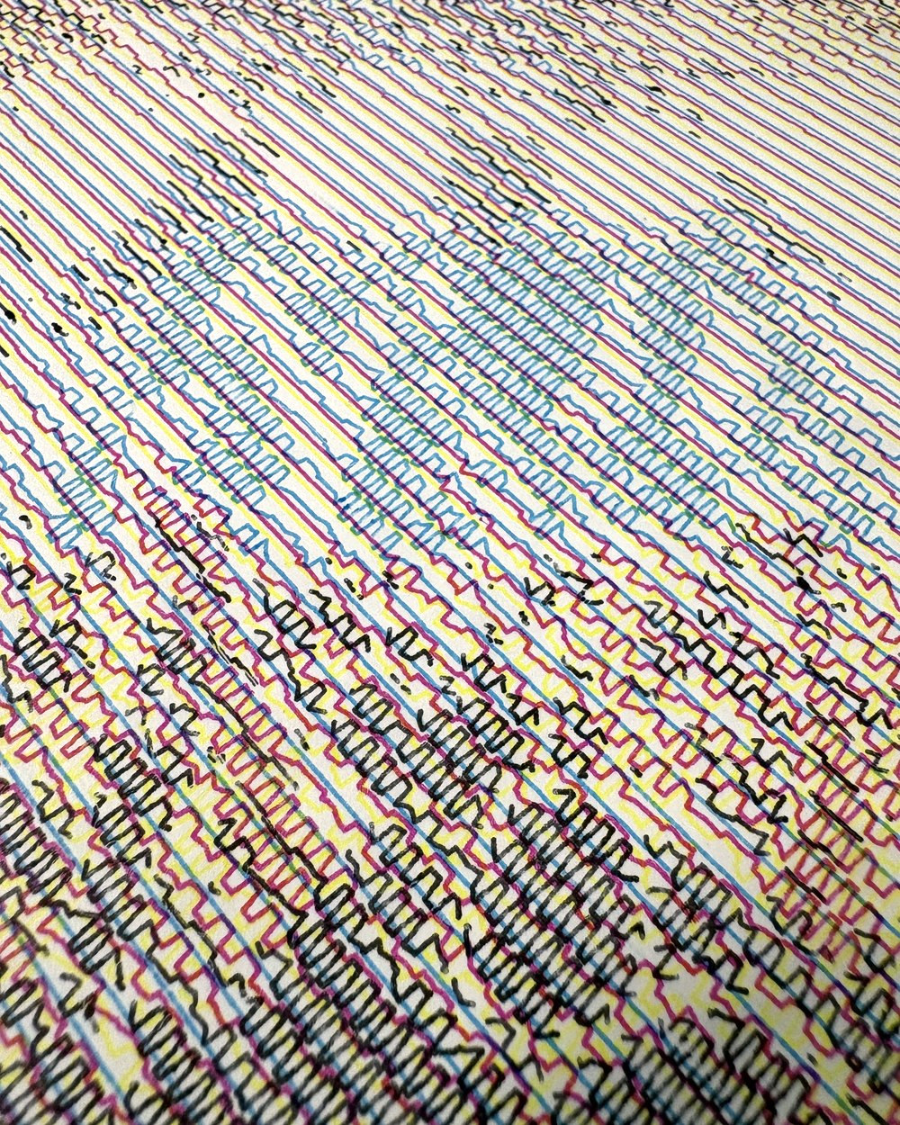 Sala Apolo, foto 2 de 3: Boli Bic 1.6 mm (cian, lila, amarillo y rosa) sobre Canson Bristol XL